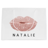 Naam Roos Kiss Lips Glitter Gray Minimalim Groot Cadeauzakje (Voorkant)
