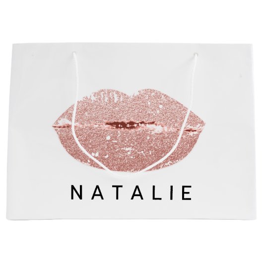 Naam Roos Kiss Lips Glitter Gray Minimalim Groot Cadeauzakje (Voorkant)