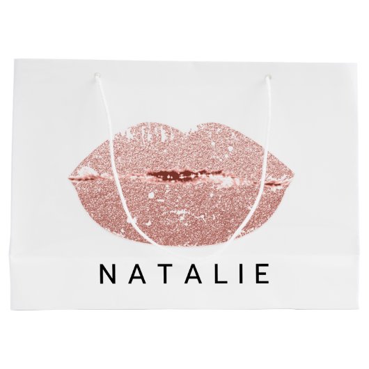 Naam Roos Kiss Lips Glitter Gray Minimalim Groot Cadeauzakje (Achterkant)