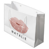 Naam Roos Kiss Lips Glitter Gray Minimalim Groot Cadeauzakje (Voorkant Gekanteld)