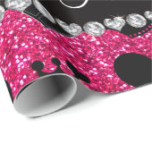 Naam roos roze glitter crowns balloncake cadeaupapier (Rol Hoek)