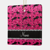 Naam roos roze glitter equestrian harten bogen keramisch ornament (Links)