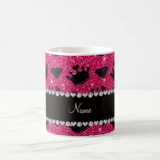 Naam roos roze glitter princess crowns diamanten koffiemok (Center)