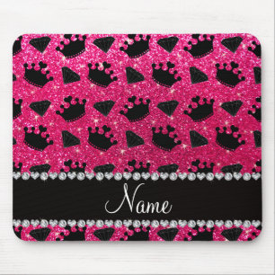 Naam roos roze glitter princess crowns diamanten muismat