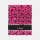 Naam roos roze glitter worstelende hartenbogen fleece deken (Voorkant)