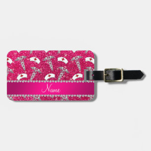 Naam roos roze zuster petten Silver Caduceus Bagagelabel
