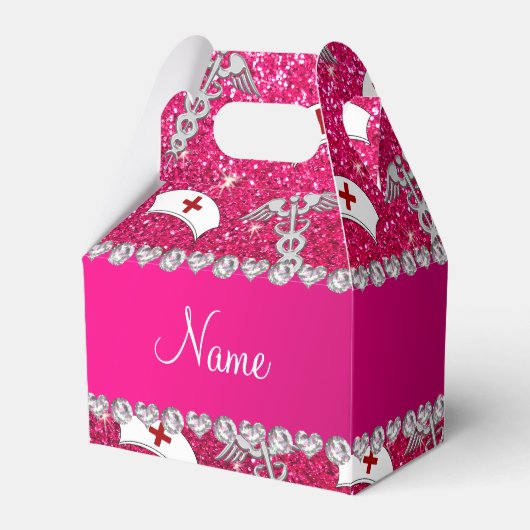 Naam roos roze zuster petten Silver Caduceus Bedankdoosjes (Voorkant Zijde)