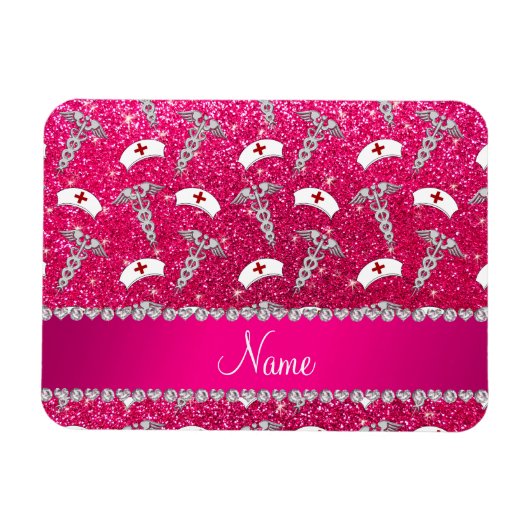 Naam roos roze zuster petten Silver Caduceus Magneet (Horizontaal)