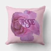  naam Rosie  roze roos bloemen Kussen (Voorkant)