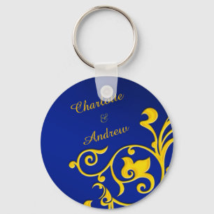 Naam Royal Blue- en Gold-koppels Sleutelhanger