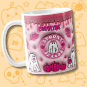 Naam Roze 3D-effect Halloween Ghost Spooky Season Koffiemok