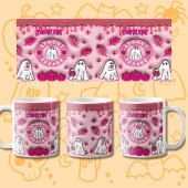 Naam Roze 3D-effect Halloween Ghost Spooky Season Koffiemok