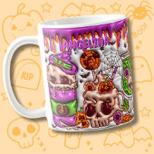 Naam Roze 3D effect Halloween Skull Cocktails Koffiemok