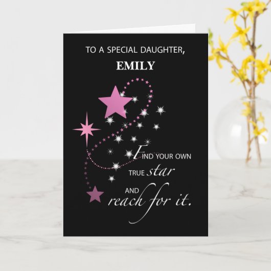  naam Roze Afstuderen Star Kaart (Gele Bloem)