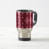 naam Roze Argyle Travel Mug Reisbeker (Voorkant rechts)