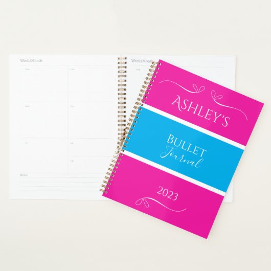 Naam Roze Blauw Modern Bullet Journal Planner (Display)