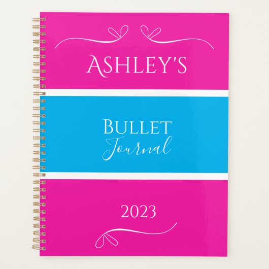 Naam Roze Blauw Modern Bullet Journal Planner (Voorkant)