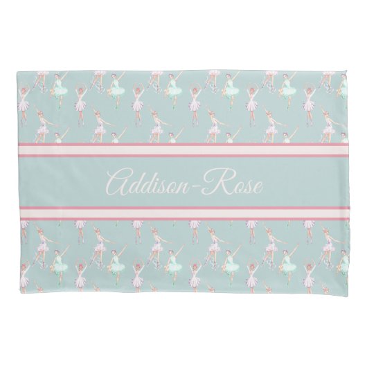 Naam Roze Blauwgroen grijze Ballerina Pattern Nurs Kussensloop (Voorkant)