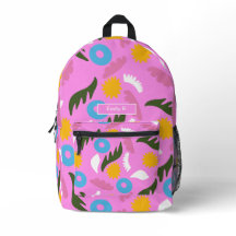 naam roze bloemmotief modern schooltas