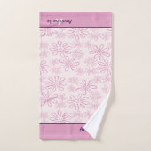  Naam & Roze & Blush Bloemen Doodle Patroon Bad Handdoek (Handdoek)