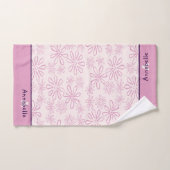 Naam & Roze & Blush Bloemen Doodle Patroon Bad Handdoek (Handdoek)
