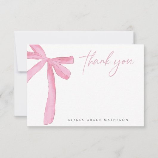  Naam Roze Bow bruiloft Vrijgezellenfeest Bedankkaart (Voorkant)