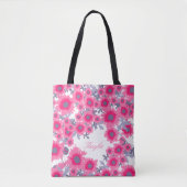 Naam roze en witte papaver bloemen tote bag (Voorkant)