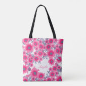 Naam roze en witte papaver bloemen tote bag (Achterkant)