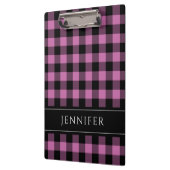 Naam Roze en zwarte cheques Geplakt Gingham Patter Klembord (Links)