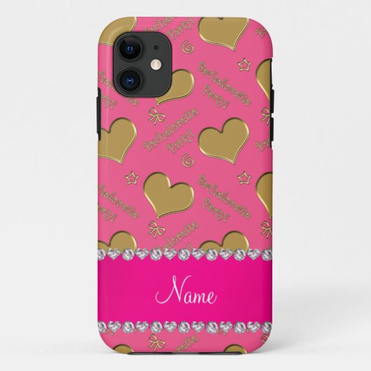 Naam roze gouden harten bachelorette Case-Mate iPhone case (Achterkant)