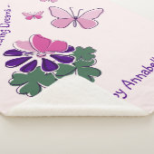 Naam Roze Groen Paarse Doodle Bloeit Vlinders Sherpa Deken (3/4)
