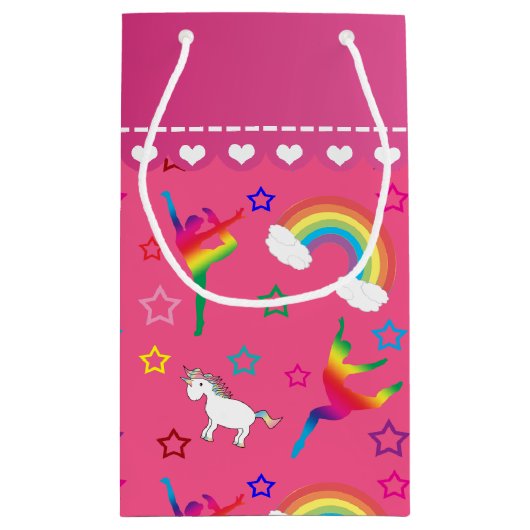Naam roze gymnastiek regenbows unicorns klein cadeauzakje (Achterkant)