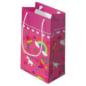 Naam roze gymnastiek regenbows unicorns klein cadeauzakje (Achterkant Gekanteld)
