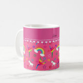 Naam roze gymnastiek regenbows unicorns koffiemok (Voorkant links)