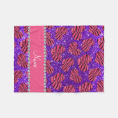 Naam roze harten indigo paarse glitter zebra fleece deken (Voorkant (Horizontaal))