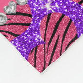Naam roze harten indigo paarse glitter zebra fleece deken (Hoek)