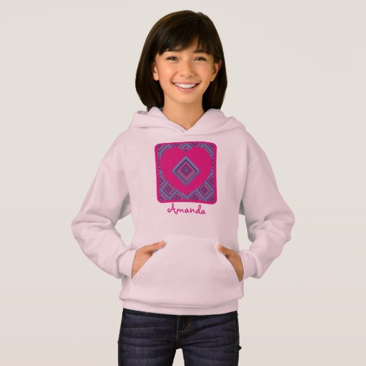 Naam Roze Heart Paars Diamond Pattern Colorful (Voorkant volledig)