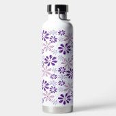 Naam Roze Indigo Blauw Bloem Doodle Patroon Waterfles (Links)