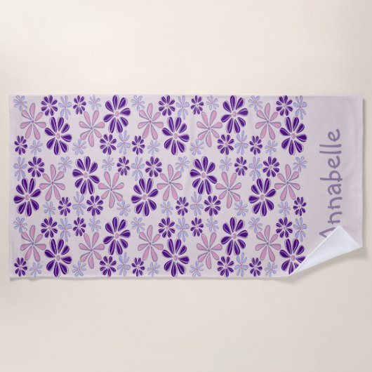 Naam Roze Indigo Bloem Doodle Strandlaken (Voorkant)
