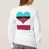 Naam roze leopard turquoise chevrons t-shirt (Achterkant)