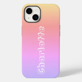 Naam Roze Lila Yellow Sunset Colors Typografie Case-Mate iPhone 14 Hoesje