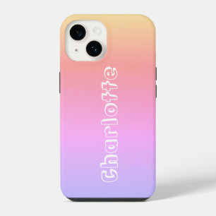 Naam Roze Lila Yellow Sunset Colors Typografie iPhone 14 Hoesje