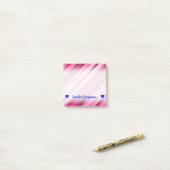 naam; Roze/Magenta Stripes Patroon Post-it® Notes (Op bureau)