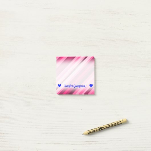  naam; Roze/Magenta Stripes Patroon Post-it® Notes (Op bureau)