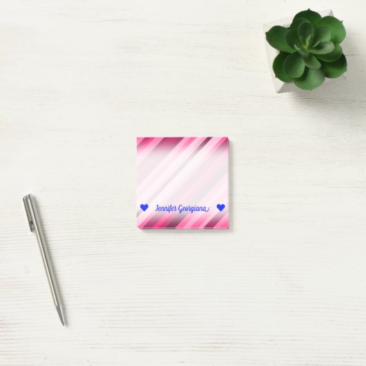 naam; Roze/Magenta Stripes Patroon Post-it® Notes (Kantoor)