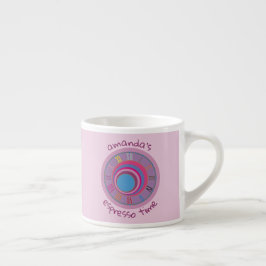 Naam Roze Paarse Blauwe Circles Roman Nummerklok Espresso Kop