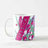 Naam Roze Paarse Blauwgroen vormen Snoep Abstracte Koffiemok (Links)