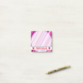 naam - Roze, Paarse Stripes Patroon Post-it® Notes (Op bureau)