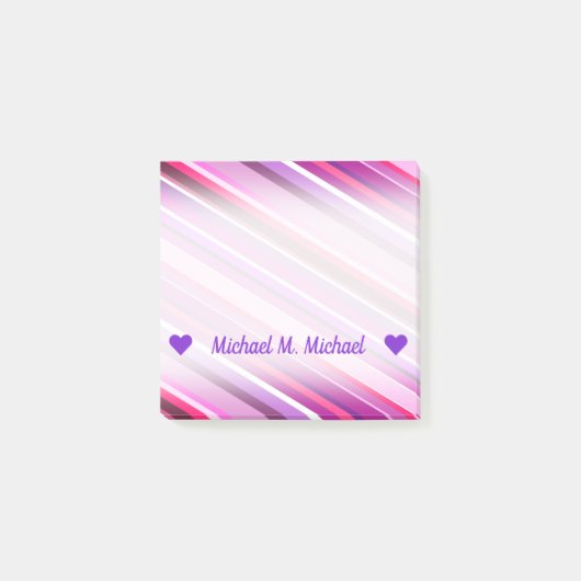  naam; Roze, Paarse strips Post-it® Notes (Voorkant)