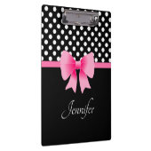 Naam Roze Ribbon Black & White Polka Dots Klembord (Rechts)